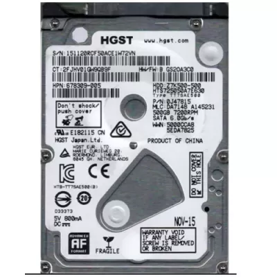Western Digital 500GB 7200RPM 2.5 Inch SATA Hard Disk 678309-005 0J47815 Western Digital 500GB 7200RPM 2.5 Inch SATA Hard Disk 678309-005 0J47815