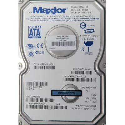 Maxtor 80GB 7.2K 3.5 SATA HDD 391333-004 Maxtor 80GB 7.2K 3.5 SATA HDD 391333-004
