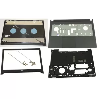 Dell Vostro 3558 LCD Top Cover Bezel Hinges with Touchpad Palmrest and Bottom Base Body Assembly Dell Vostro 3558 LCD Top Cover Bezel Hinges with Touchpad Palmrest and Bottom Base Body Assembly