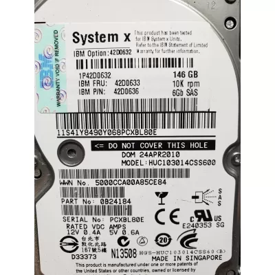 IBM Lenovo HUC103014CSS600 146GB 2.5" 10k SAS 6Gbps SFF Server Hard Drive
