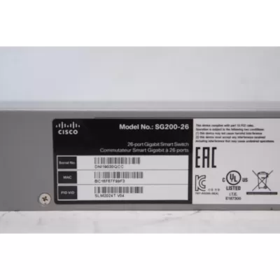Cisco SG200-26 26 Port Smart Gigabit Ethernet Network Switch Cisco SG200-26 26 Port Smart Gigabit Ethernet Network Switch