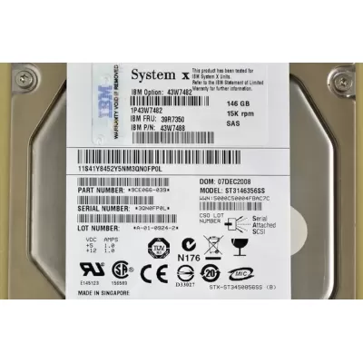 IBM 146gb 15k 3g 3.5" sas hdd ST3146856SS 43W7488 9CE066-039