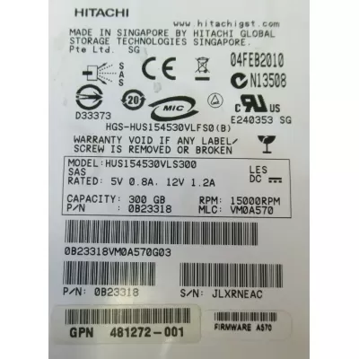 Hitachi Ultrastar 300GB 15K RPM 3Gbps 3.5 Inch SCSI SAS Hard Drive 0B23318 HUS154530VLS300
