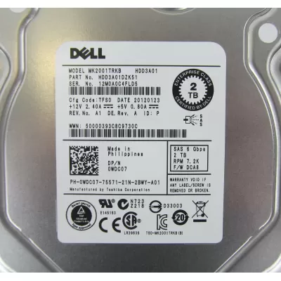 Dell 2TB 6G 7.2K 3.5 Inch SAS Hard Disk F238F 0WDC07