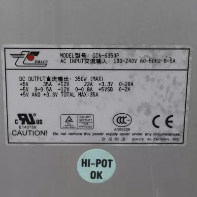 EMACS GIN-6350P Hot Swap Power Supply 350W EMACS GIN-6350P Hot Swap Power Supply 350W